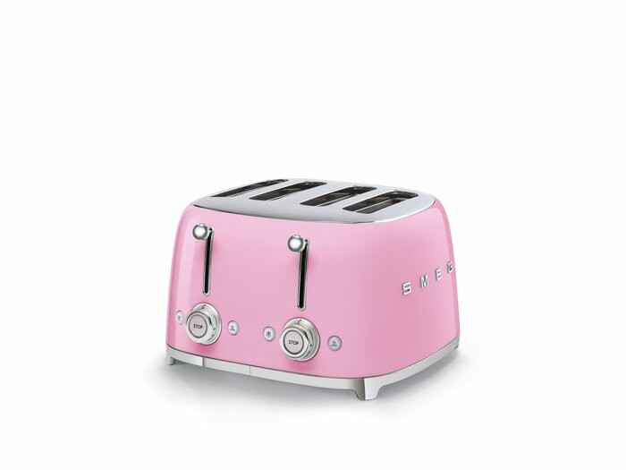 Smeg Brödrost 4 skivor kvadrat TSF03 Rosa